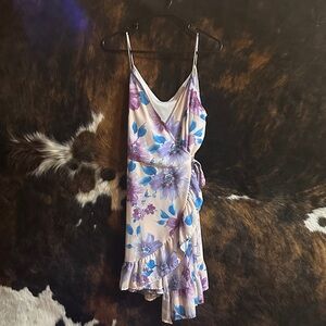 Pink Lily Floral Wrap Dress with Pink and Purple Hues